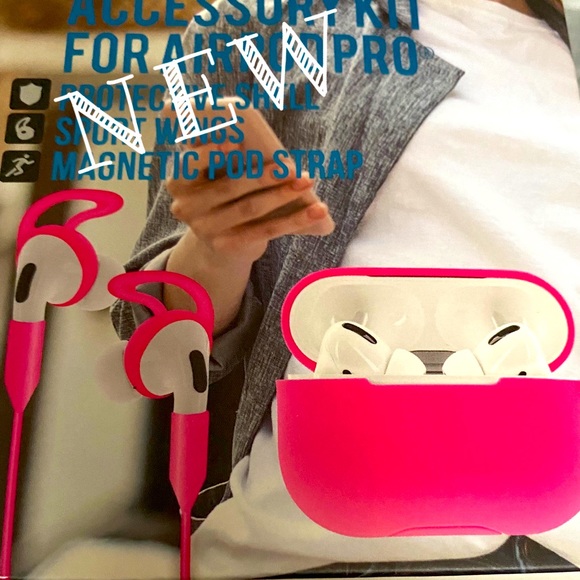 Hot pink keychain/ Air PodPRO Case 3 piece Set  Color HOT Pink - Picture 1 of 5